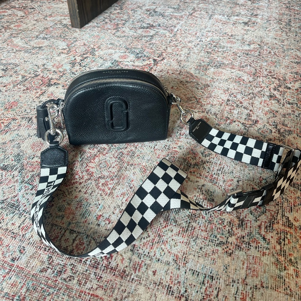 MARC JACOBS leather crossbody with checkerboard strap
